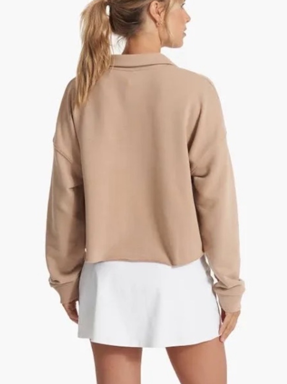 Vuori Sedona Polo Crop Sweatshirt Pullover Tan Brown vw290 - Picture 2 of 12
